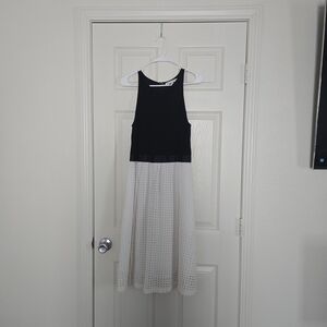 Elegant Black and White Midi Dress